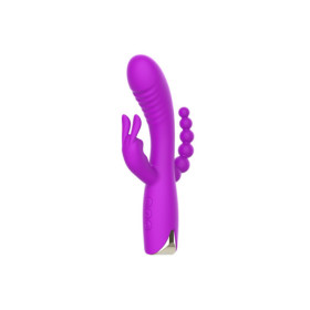 Vibromasseur triple stimulation très puissant violet USB 